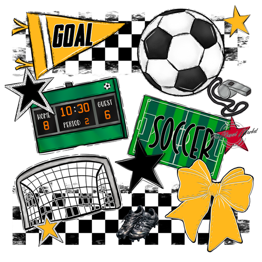 Soccer Checkers Spirit Design-Yellow