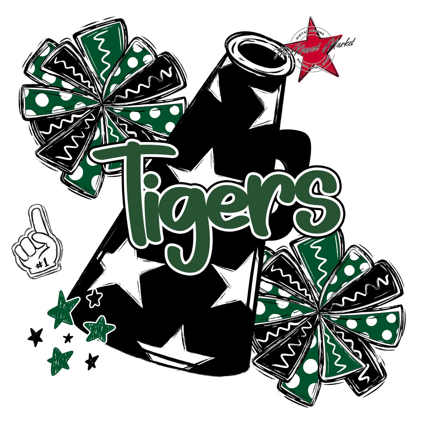 Tigers Alpha Megaphone Design-Green