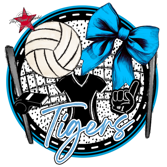Tigers Circle Volleyball Design-Carolina Blue
