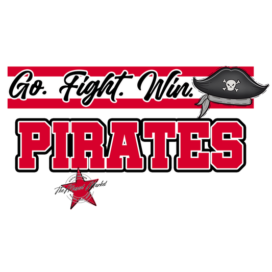 Pirates Go Fight Win Mascot Lines-Red