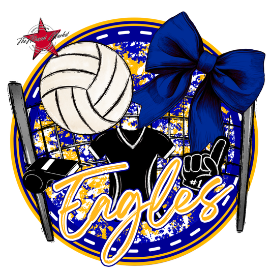 Eagles Circle Volleyball Design-Blue-Yellow