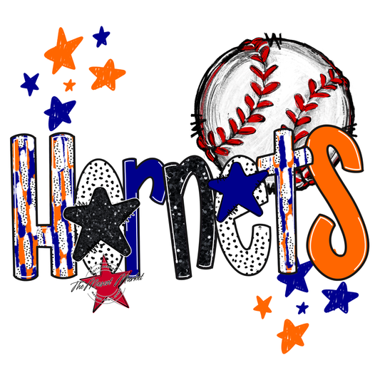 Hornets Baseball Scrape-Blue-Orange