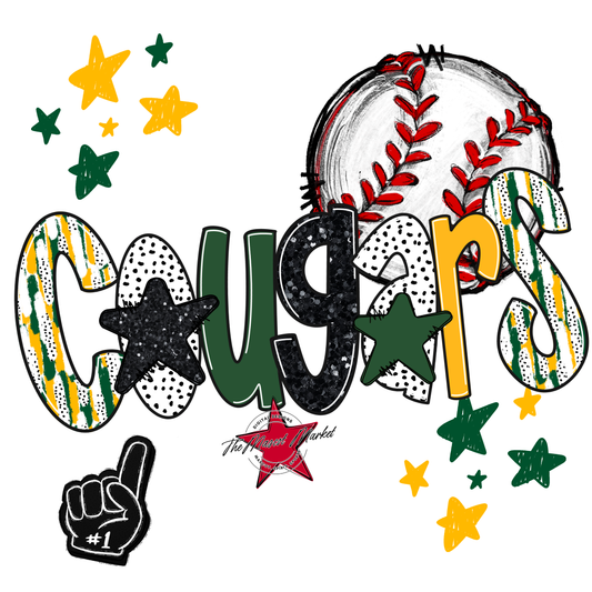Cougars Baseball Scrape-Green-Yellow