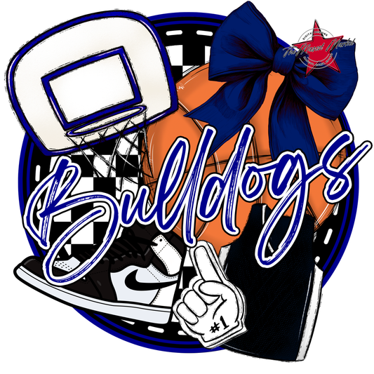 Bulldogs Circle Basketball Design-Blue
