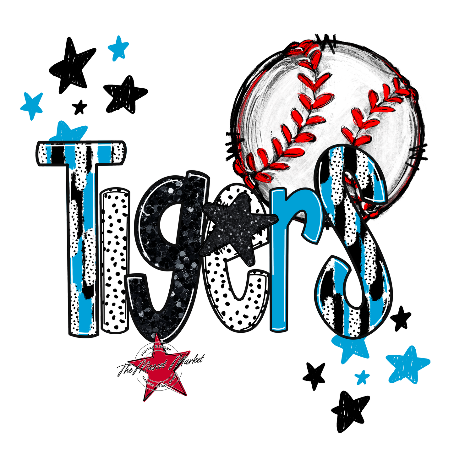 Tigers Baseball Scrape-Carolina Blue