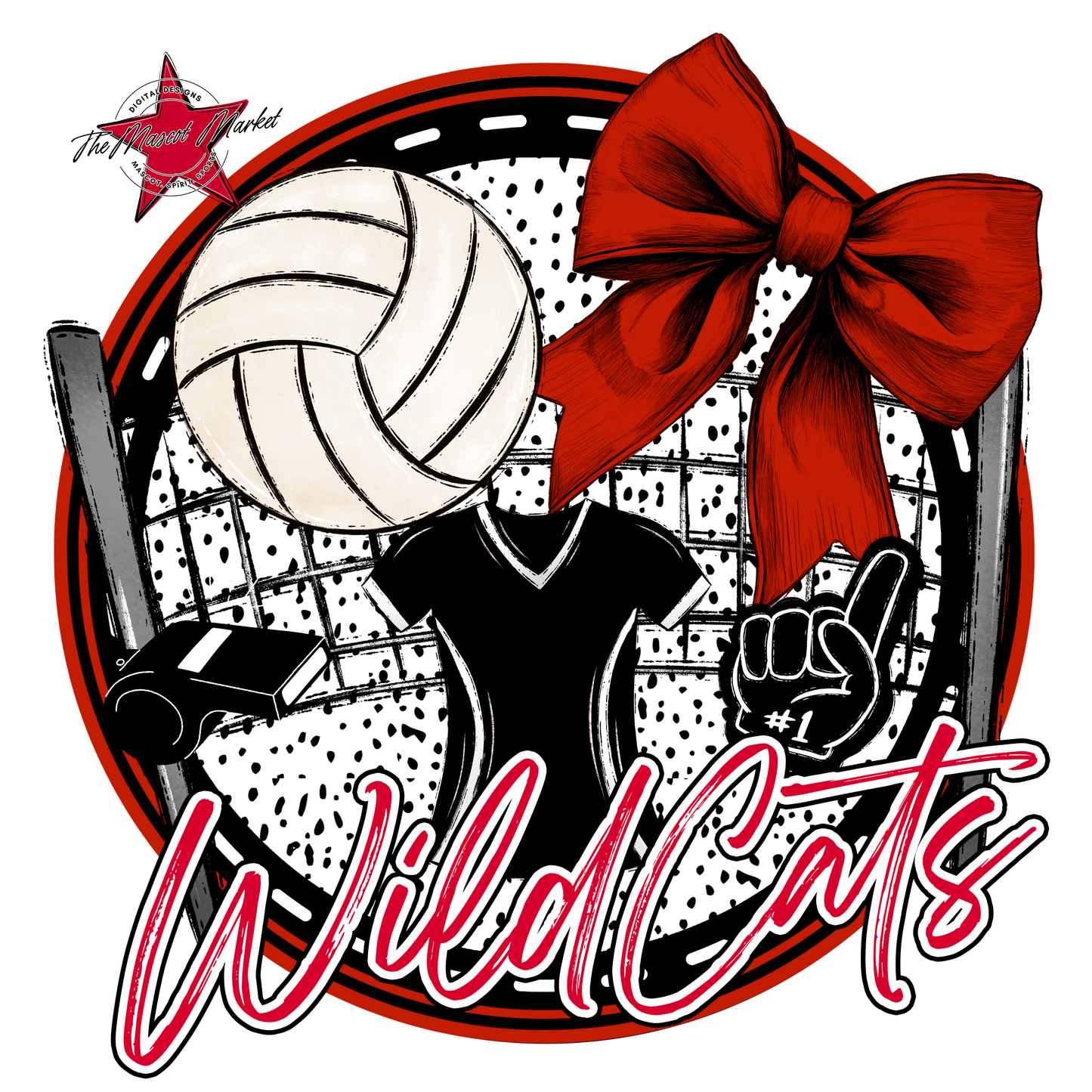 Wildcats Circle Volleyball Design-Red