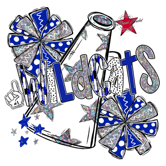 Wildcats Cheer Megaphone Scrape-Royal Blue