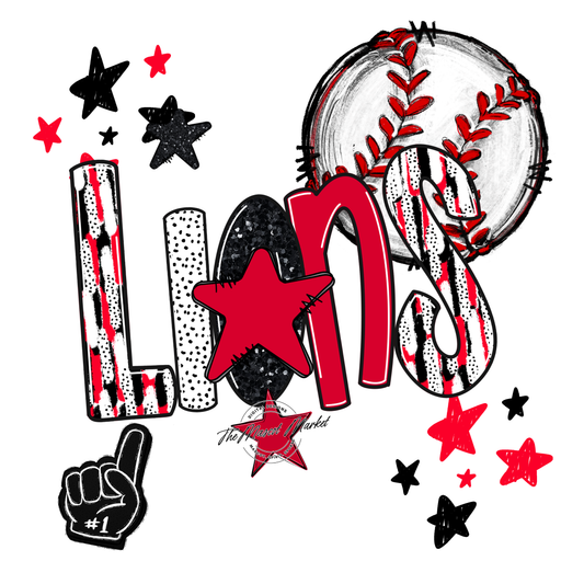 Lions Baseball Scrape-Red