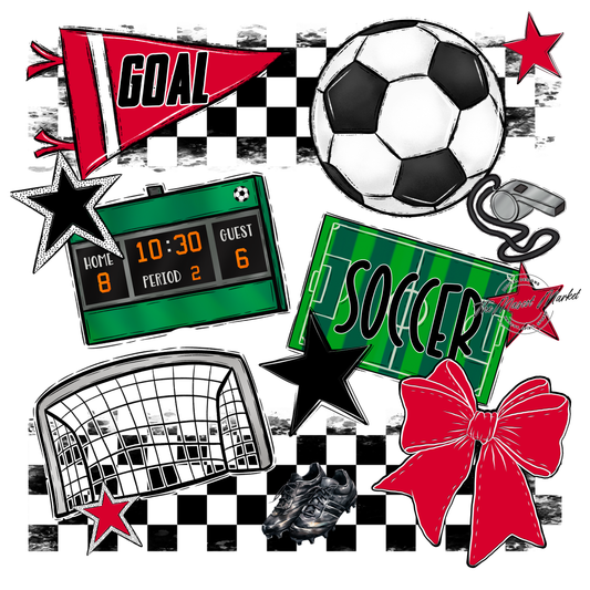Soccer Checkers Spirit Design-Red