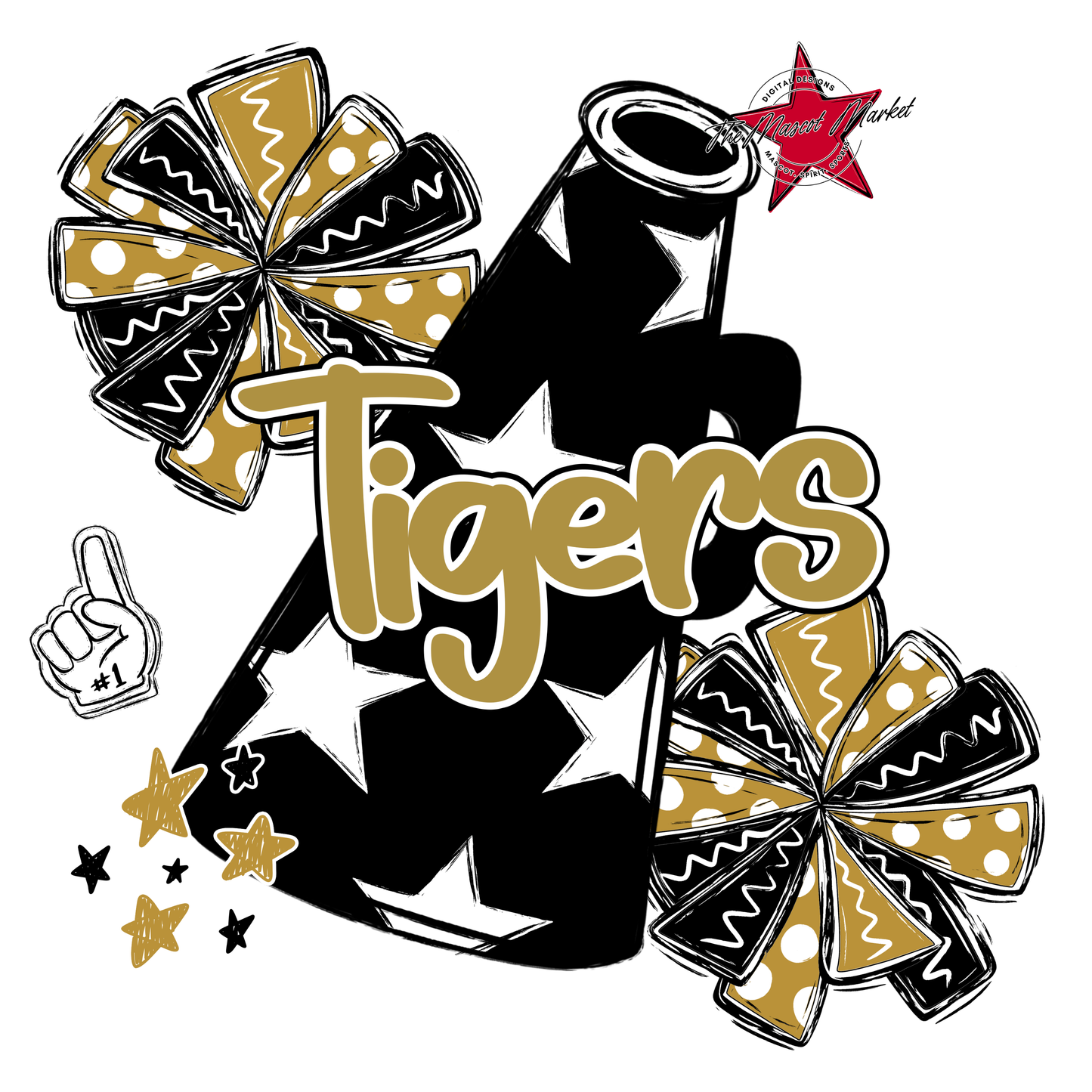 Tigers Alpha Megaphone Design-Gold