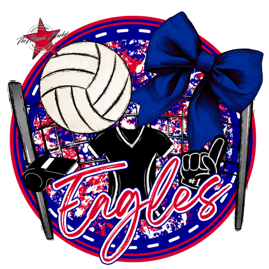 Eagles Circle Volleyball Design-Blue-Red
