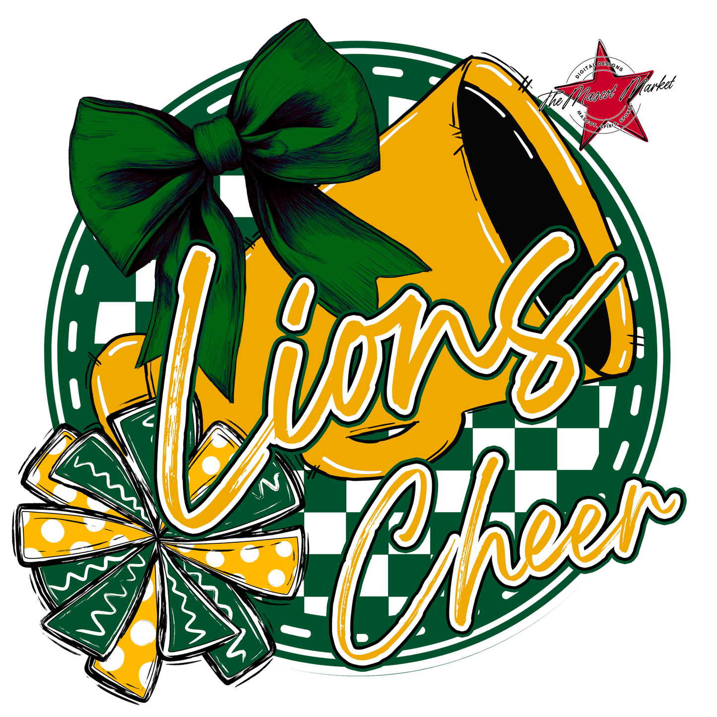 Lions Circle Cheer Design-Green-Yellow