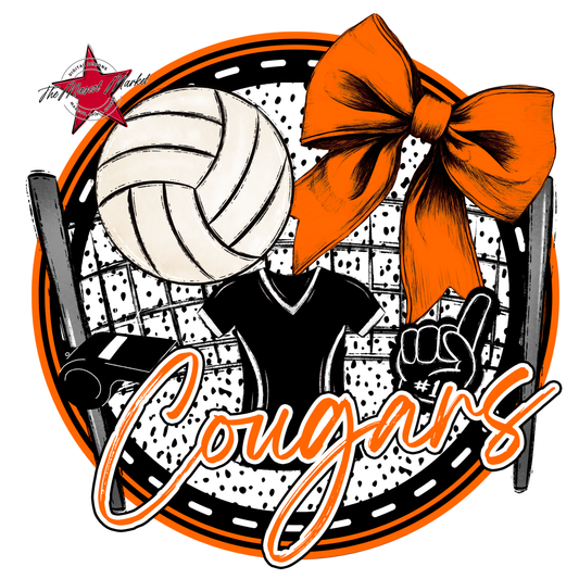 Cougars Circle Volleyball Design-Orange