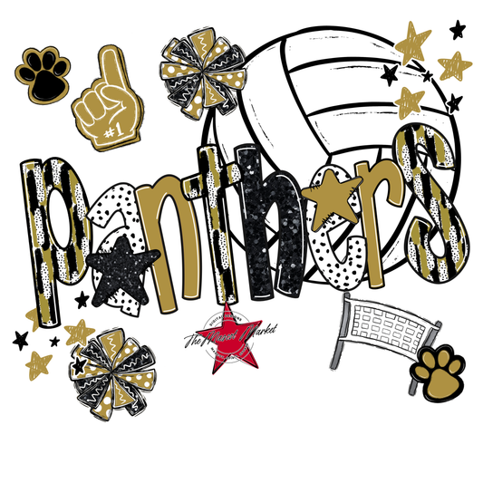 Panthers Volleyball Scrape-Gold