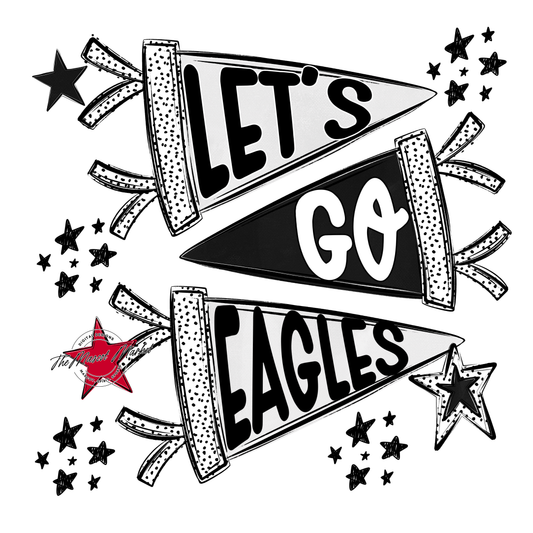 Let's Go Eagles Flag Design-Black & White
