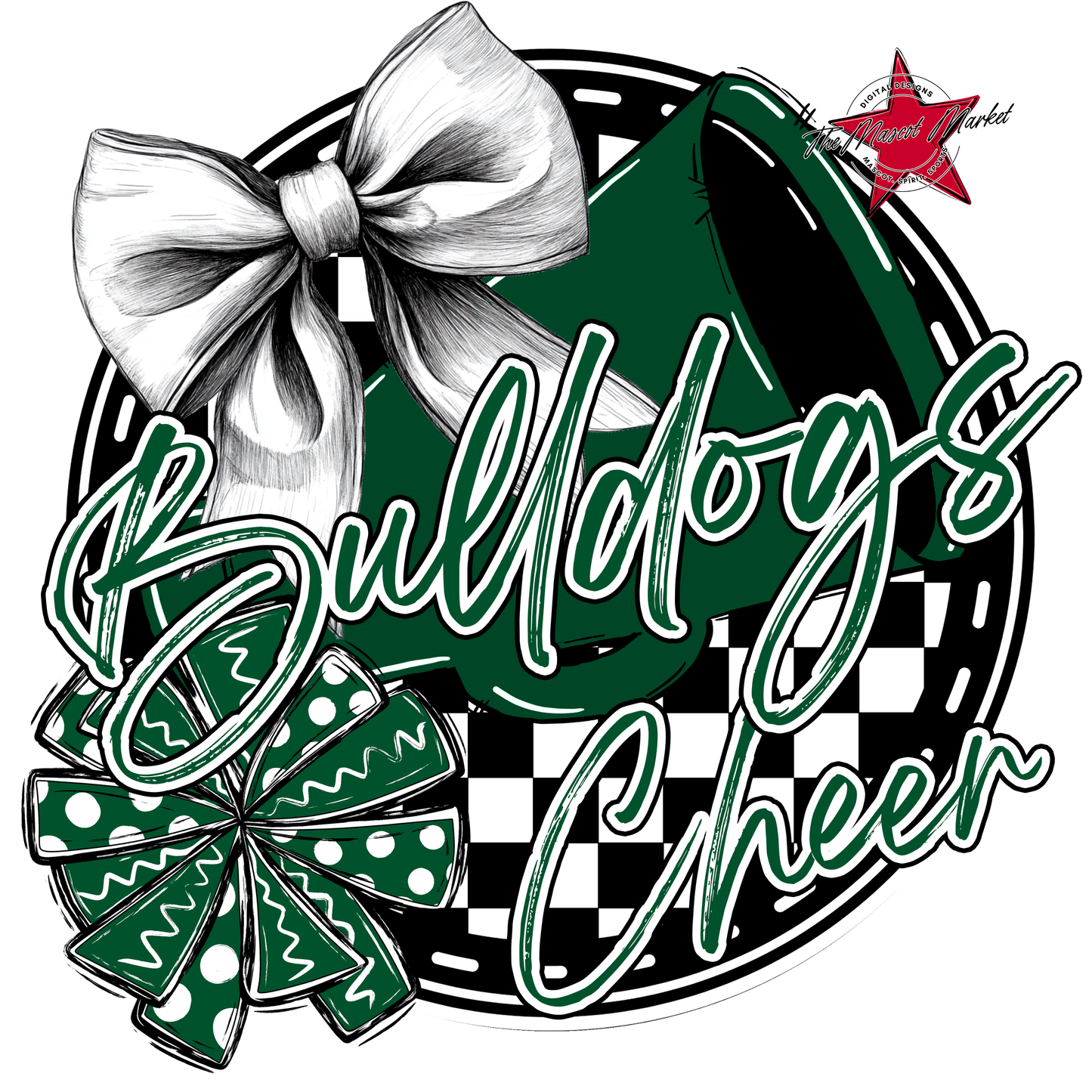 Bulldogs Circle Cheer Design-Green