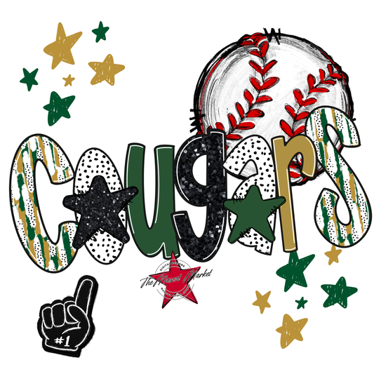 Cougars Baseball Scrape-Green-Gold