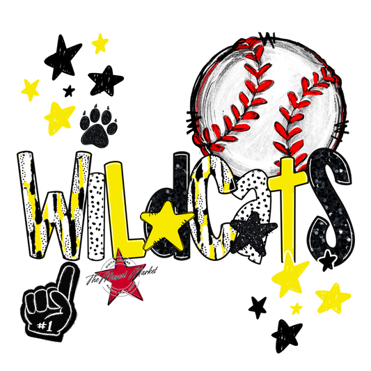 Wildcats Baseball Scrape-Bright Yellow