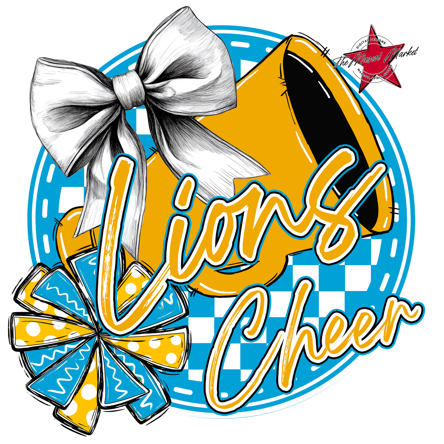 Lions Circle Cheer Design-Carolina Blue-Yellow