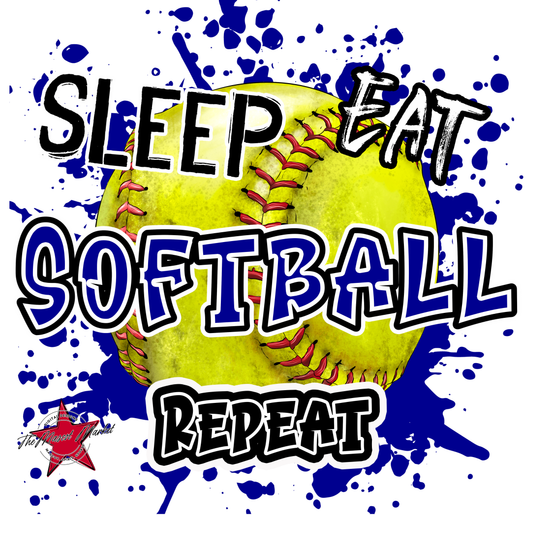 Eat Sleep Softball Repeat-Blue