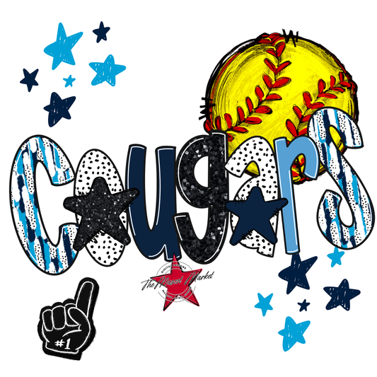 Cougars Softball Scrape-Navy-Carolina Blue