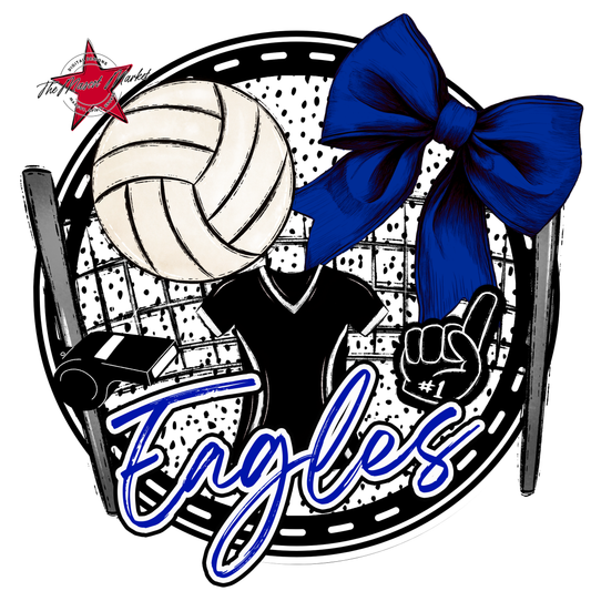 Eagles Circle Volleyball Design-Blue