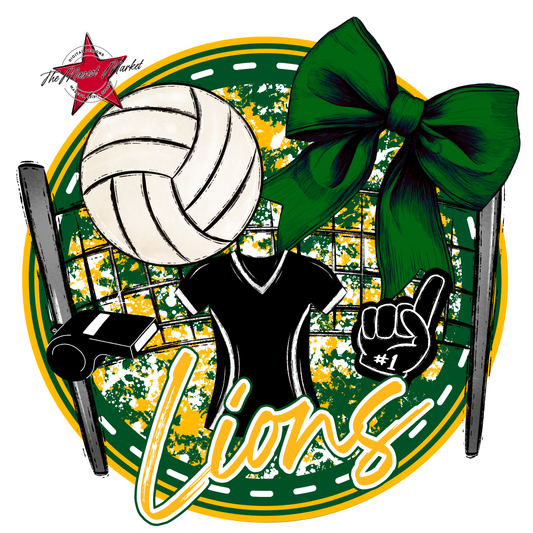 Lions Circle Volleyball Design-Green-Yellow