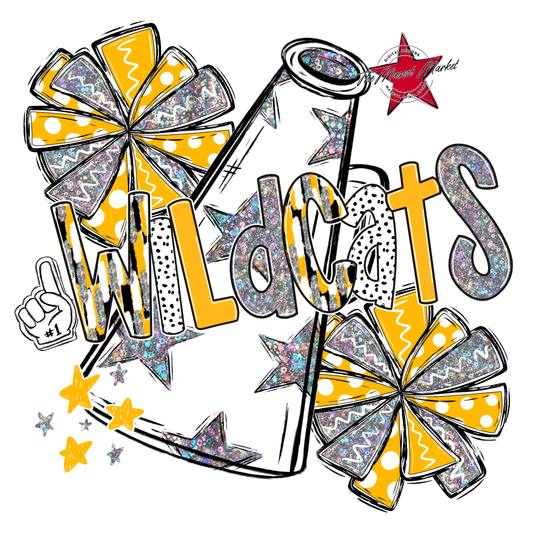Wildcats Cheer Megaphone Scrape-Yellow