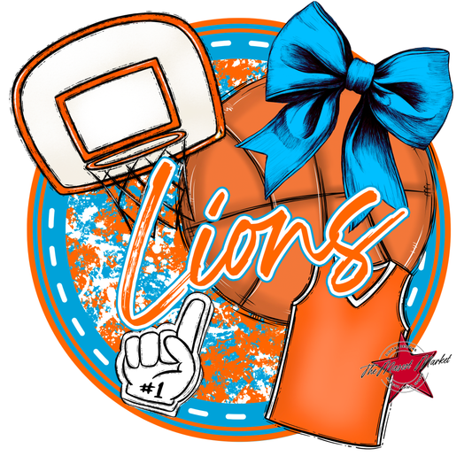 Lions Circle Basketball Design-Carolina Blue-Orange