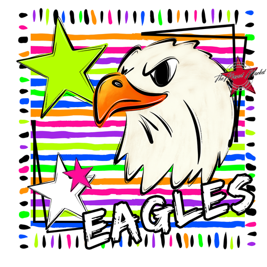 Eagles Mascot Line Design-Neon White