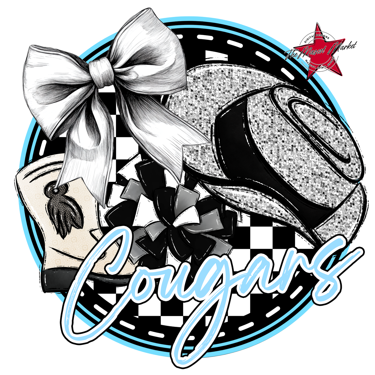 Cougars Circle Drillteam Design-Columbia Blue