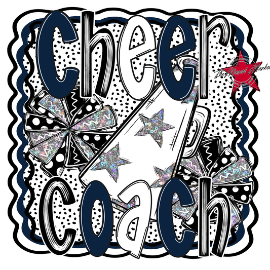 Cheer Coach Megaphone Dot Design-Navy