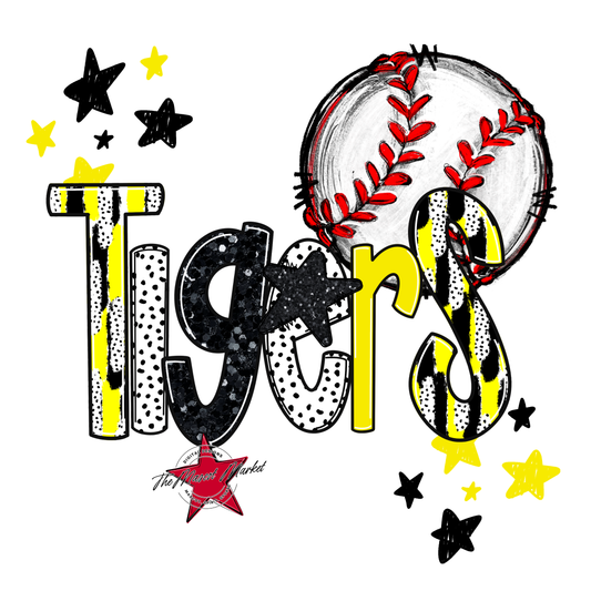 Tigers Baseball Scrape-Bright Yellow