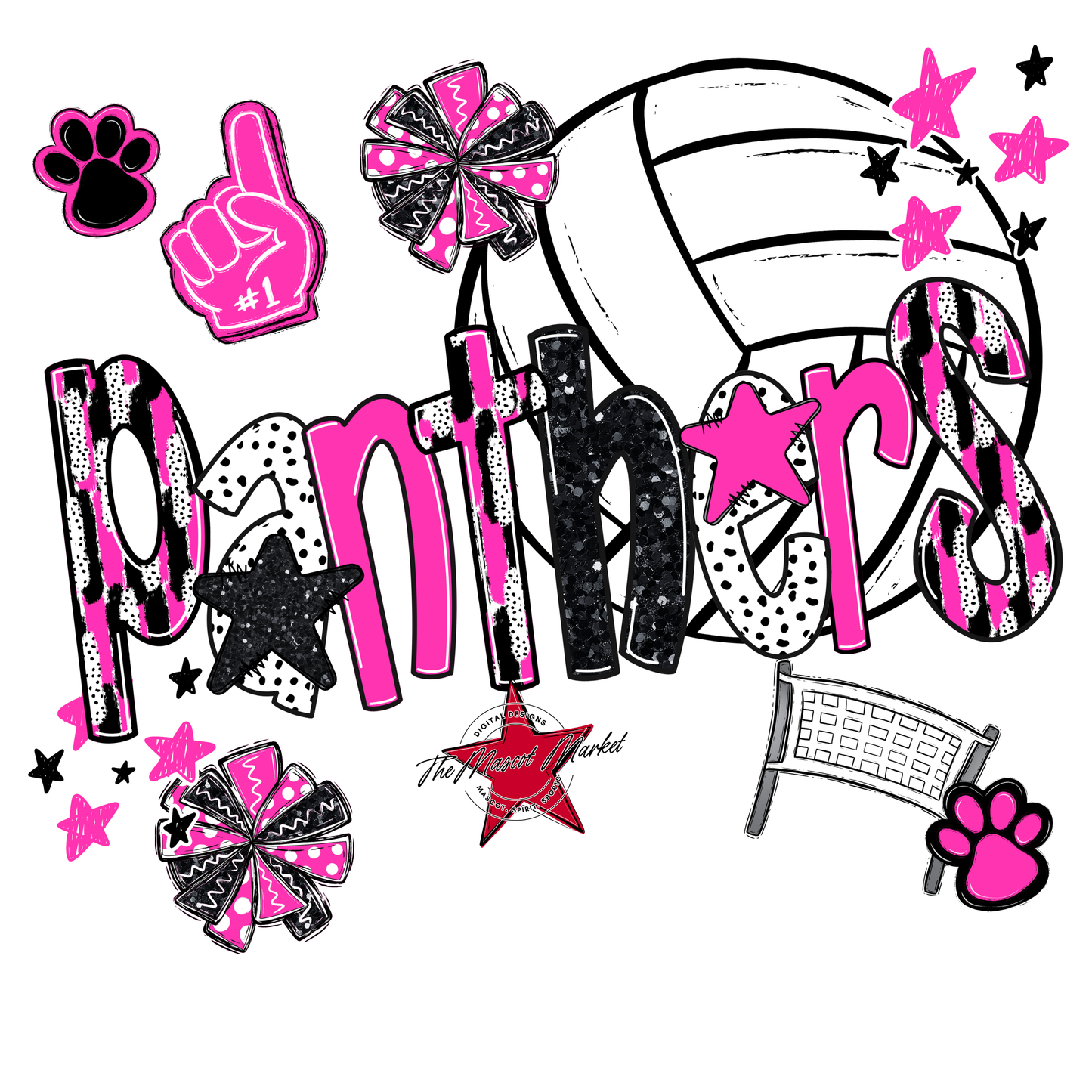 Panthers Volleyball Scrape-Pink