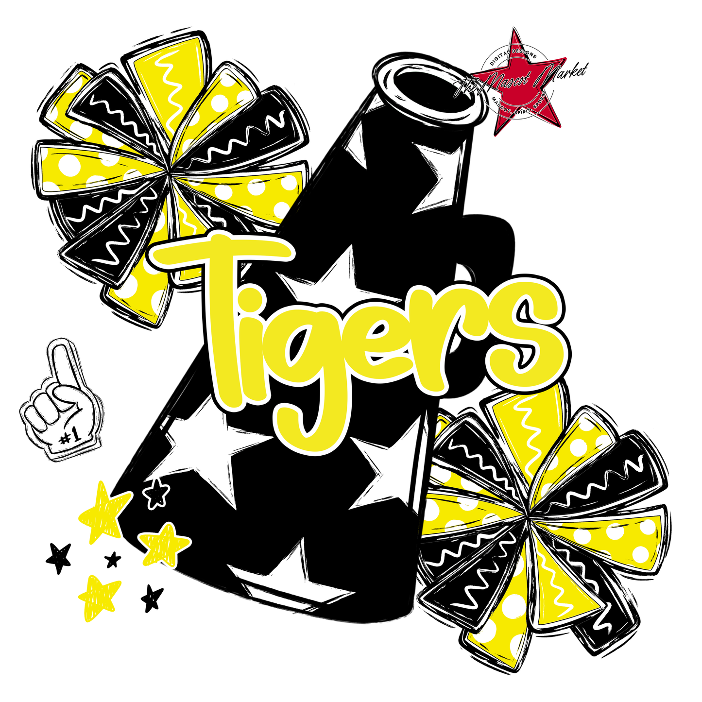 Tigers Alpha Megaphone Design-Bright Yellow