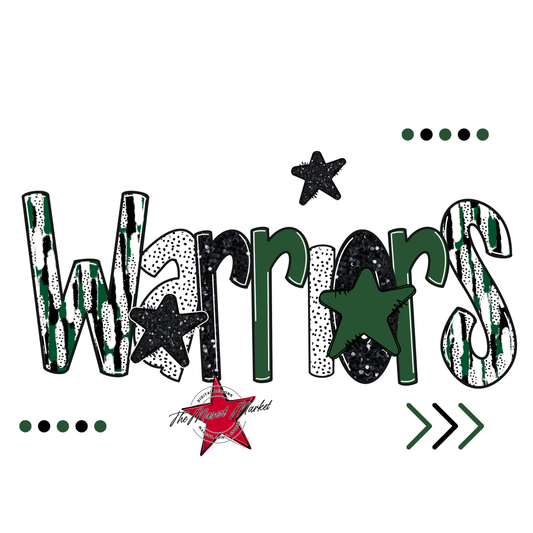 Warriors Brushstroke Alpha w Arrows-Green