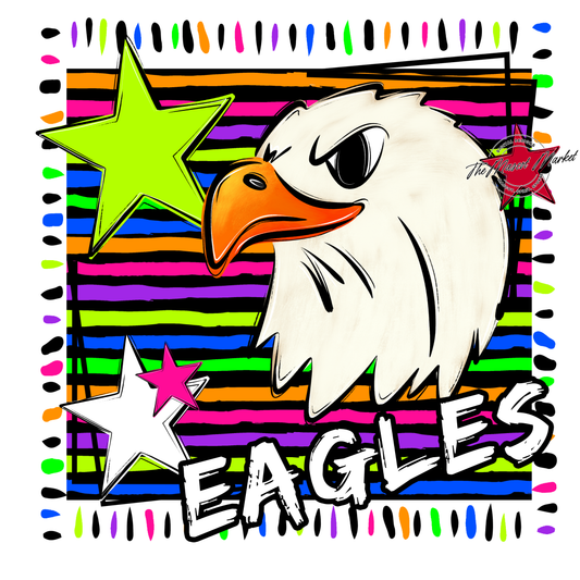 Eagles Mascot Line Design-Neon Black
