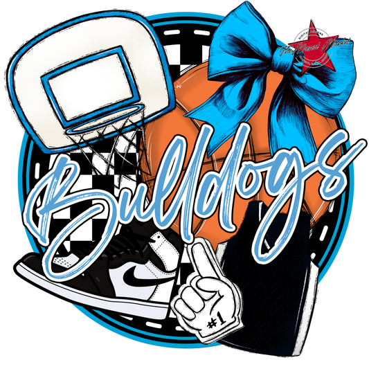 Bulldogs Circle Basketball Design-Carolina Blue