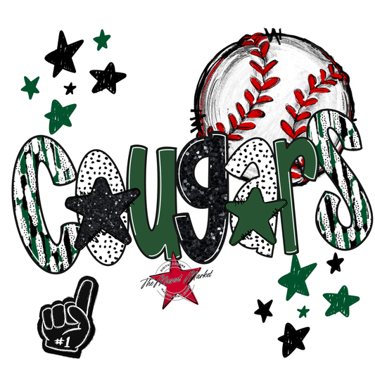 Cougars Baseball Scrape-Green