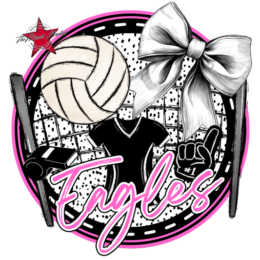 Eagles Circle Volleyball Design-Baby Pink