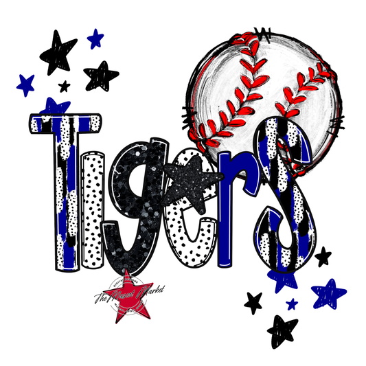 Tigers Baseball Scrape-Blue
