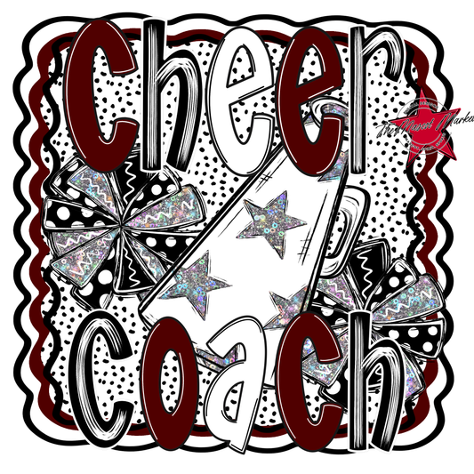 Cheer Coach Megaphone Dot Design-Maroon