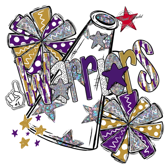 Warriors Cheer Megaphone Scrape-Purple-Gold