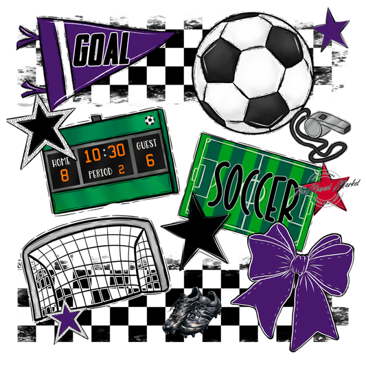 Soccer Checkers Spirit Design-Purple