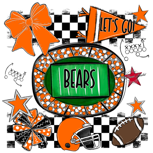 Bears Checker Spirit Design-Orange