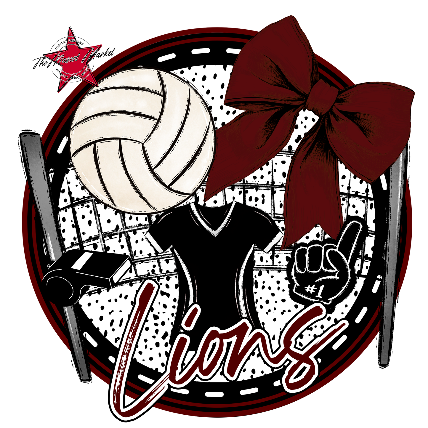 Lions Circle Volleyball Design-Maroon