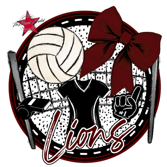 Lions Circle Volleyball Design-Maroon