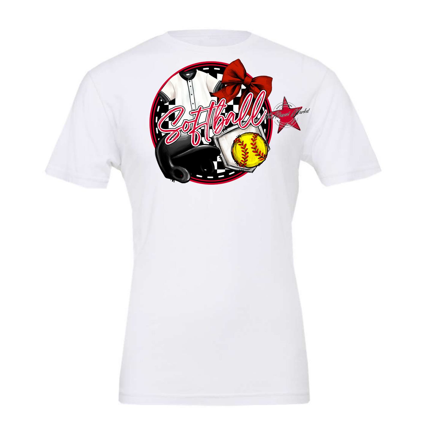 Circle Softball Design-Red