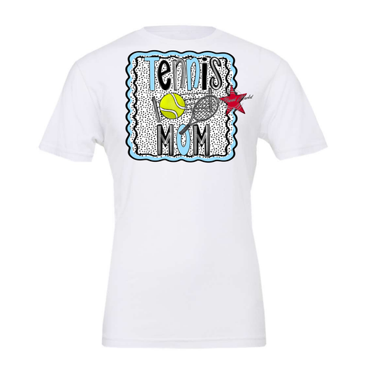 Tennis Mom Dot Design-Columbia Blue