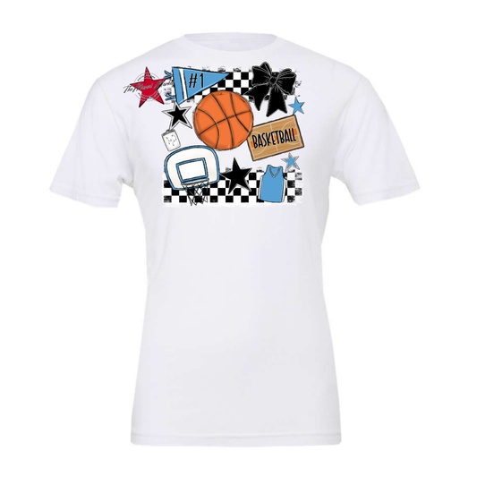 Basketball Checkers Spirit Design-Carolina Blue